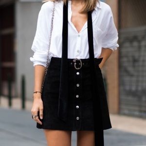 ZARA Black Suede Button Skirt